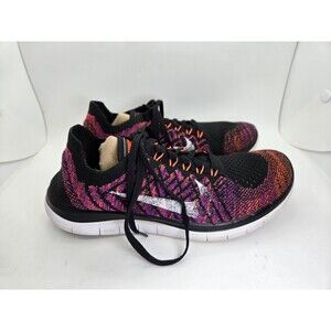 Nike Free 4.0 Flyknit Shoes Women's 7 Purple Running Athletic Barefoot Sneakers